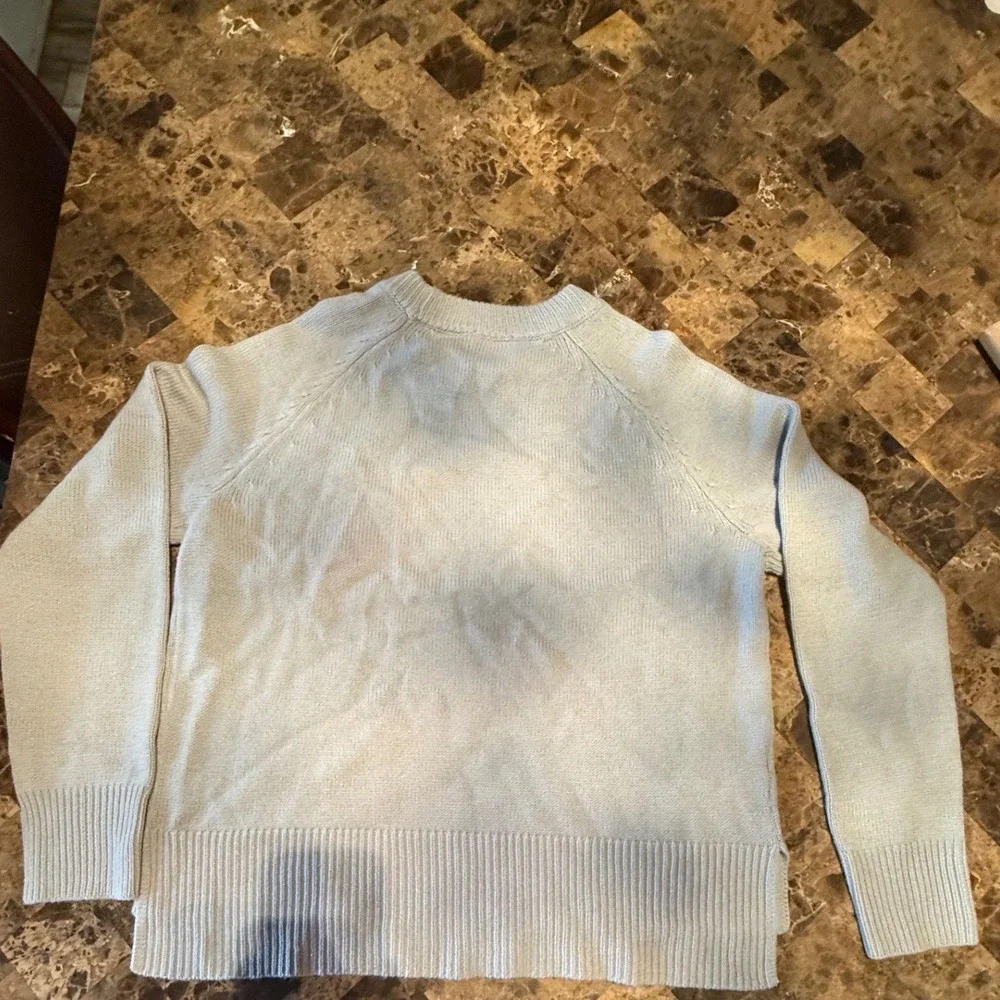 Kate & Sam Womens Blue Pink Heart Cable Knit Sweater Crew Neck High Low Large